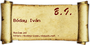 Bóday Iván névjegykártya